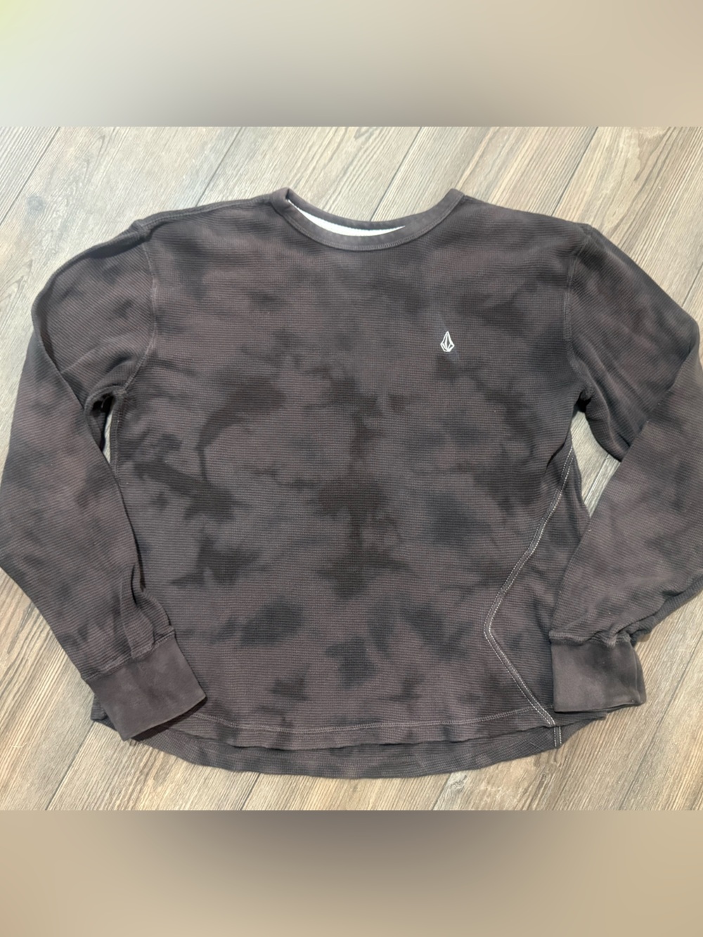 Vintage Volcom Thermal Crewneck Brown Grunge Skater Y2K Mens Large